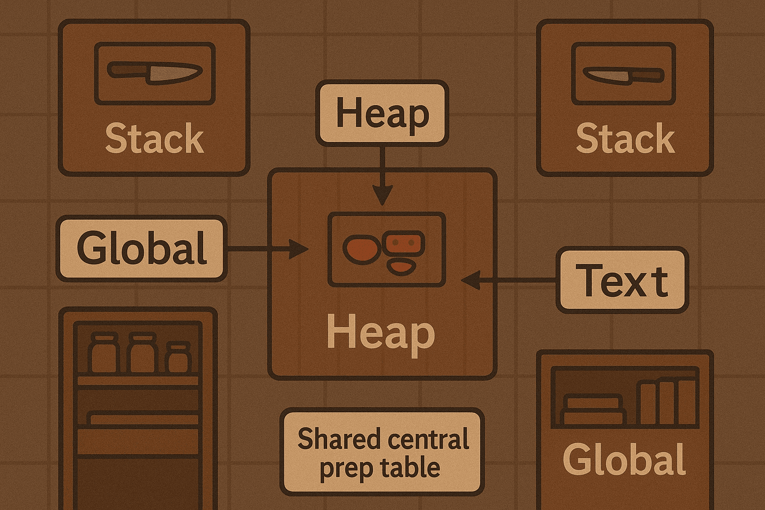 memory regions as kitchen zones